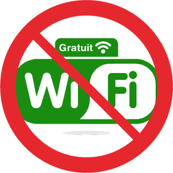 Panneau prohibé couvrant les mots Wi-Fi gratuit
                  