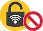 cadenas avec le symbole Wi-Fi et un symbole d'interdiction